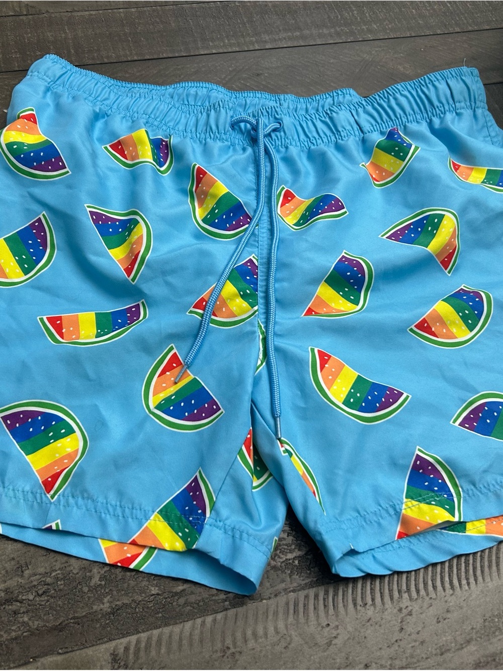 Men's Blue Rainbow limes Swim Trunks